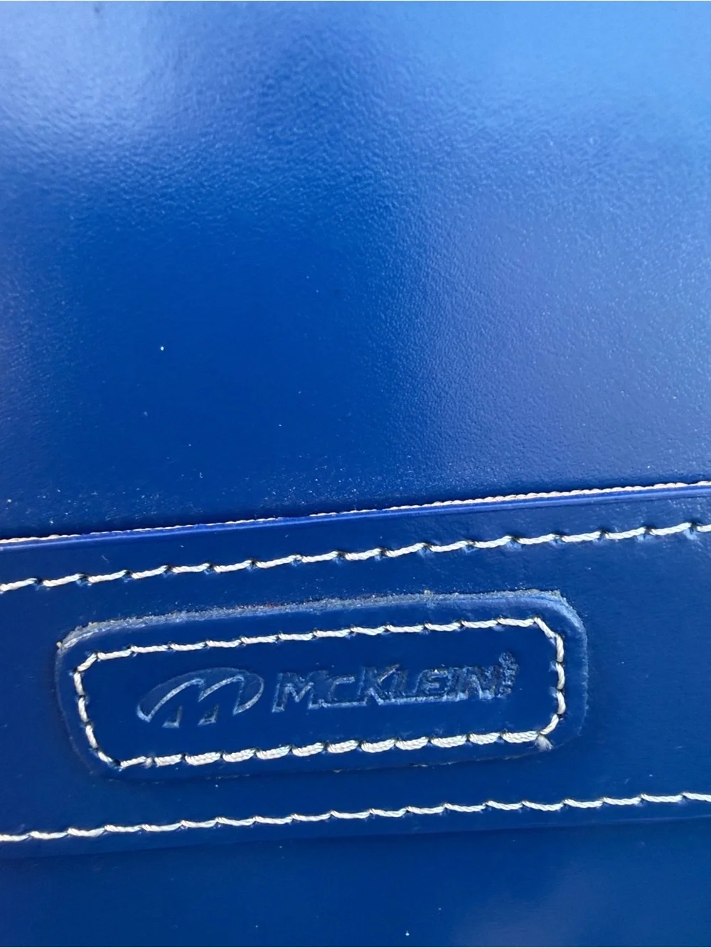 Mcklein Winnetka Briefcase navy blue leather travel silver hardware elegant